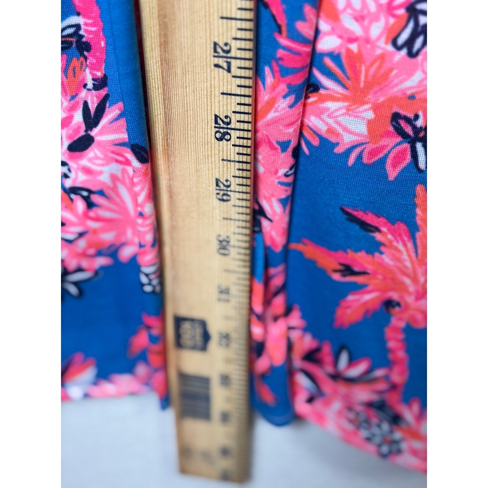 Lilly Pulitzer Babydoll Dress Womens XL Blue Pink Excellent Tropical Palm Print - Picture 7 of 8